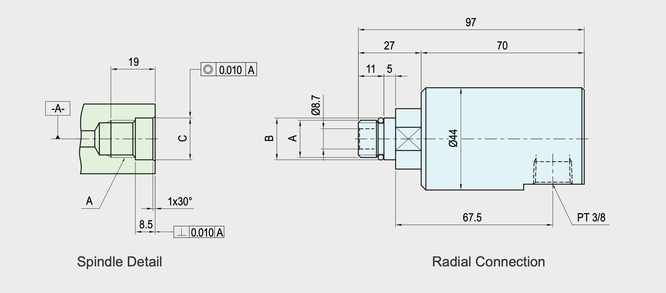 SRJ01 -101-01 Zeichnung Axiale Drehdurchführung rotorgetragen