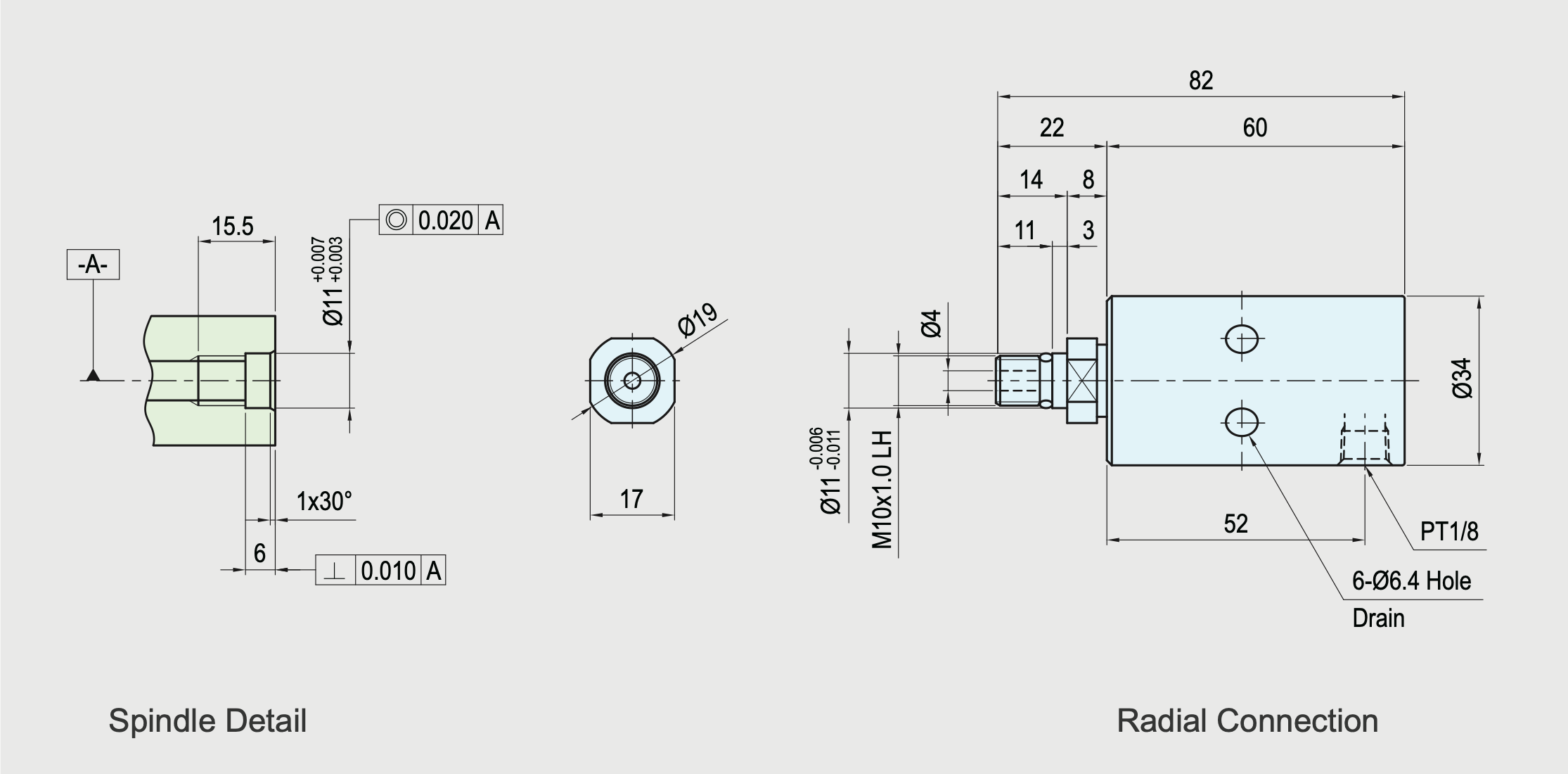 SRJ01-202-41 Technische Zeichnung Radiale Drehdurchführung für Werkzeugmaschinen und Bearbeitungszentren, einteilig