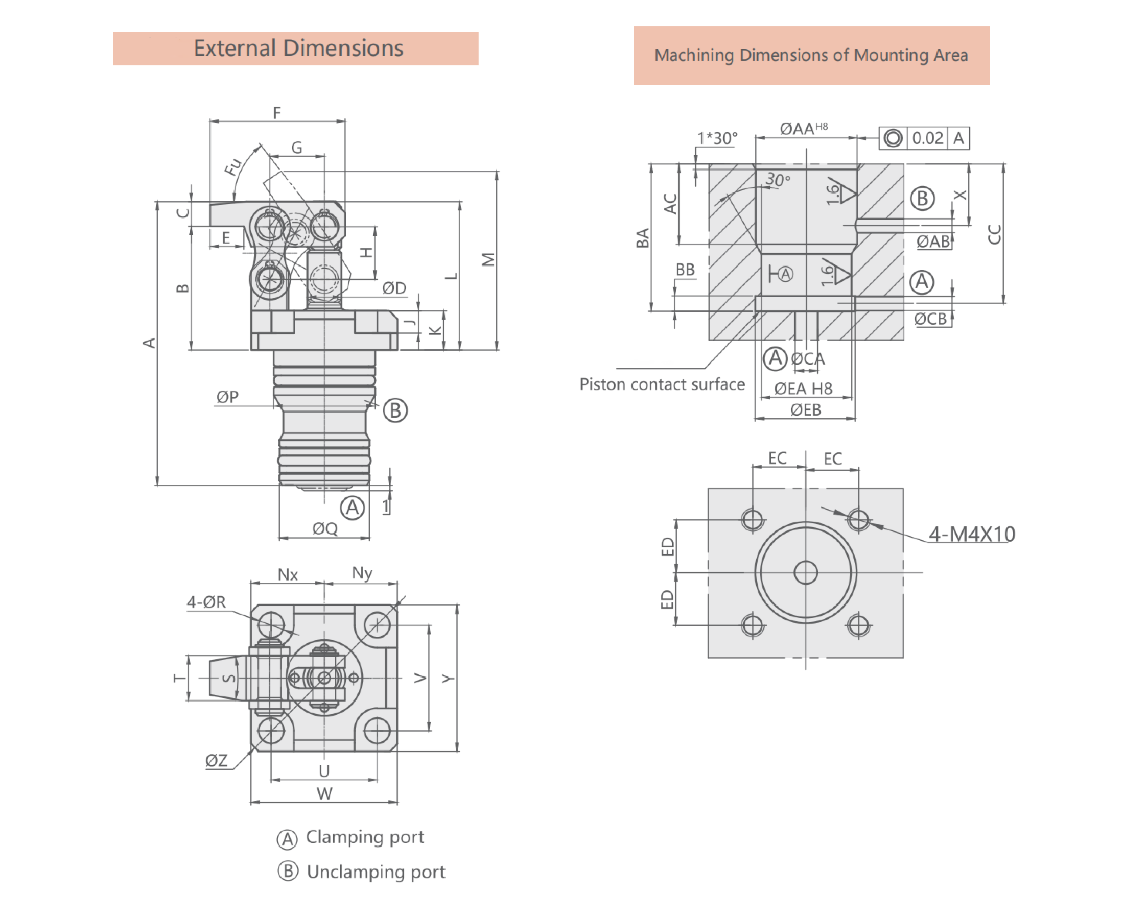 CCG Miniatur-Hebelspanner technische Zeichnung
