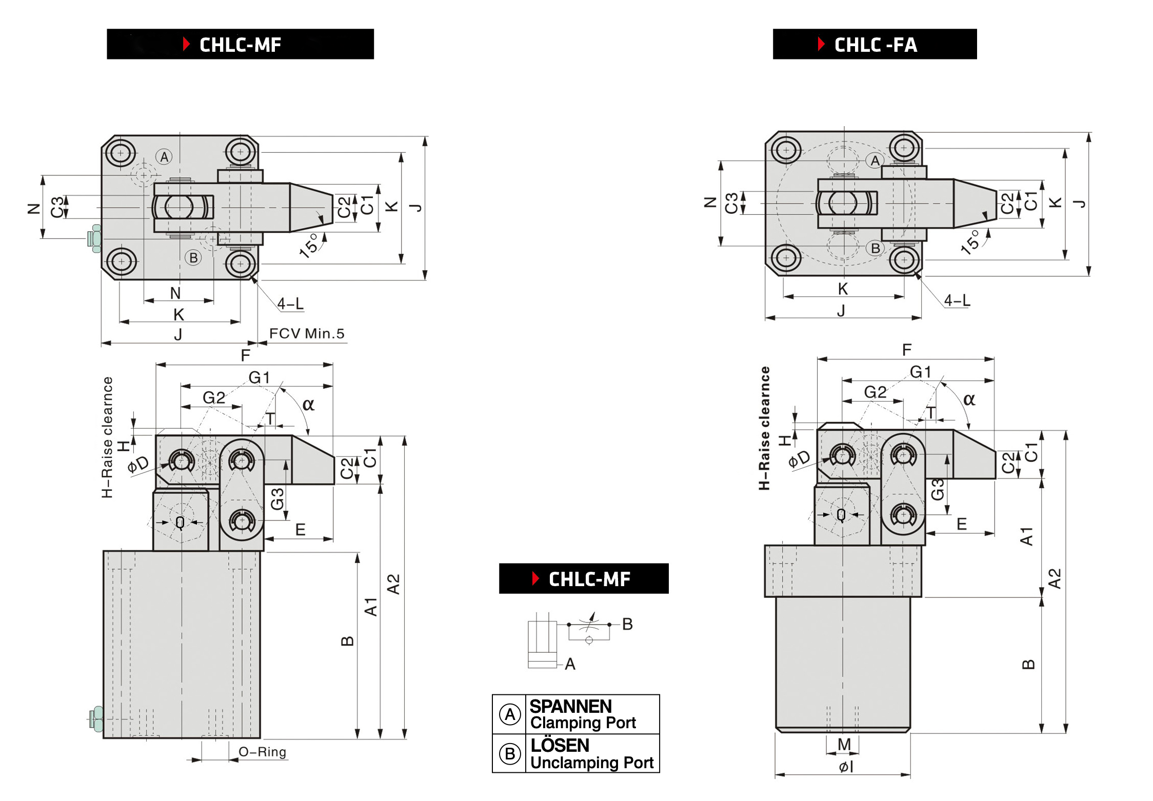 HLC-MF Hydraulischer Hebelspanner O Ringanschluss mit Drosselventil und Flanschversion