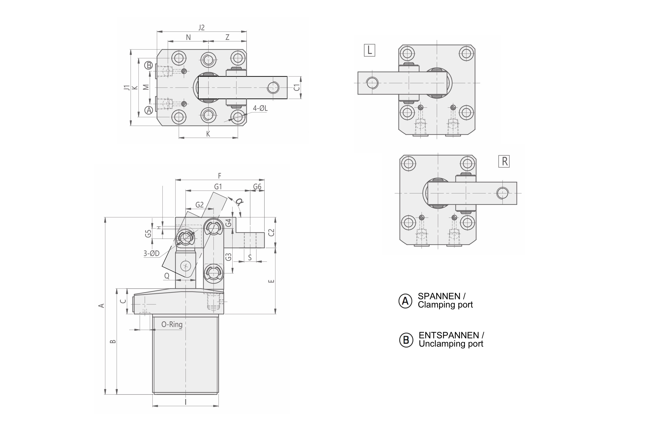 HLCF Zeichnung Drawing Pneumatischer Hebelspanner