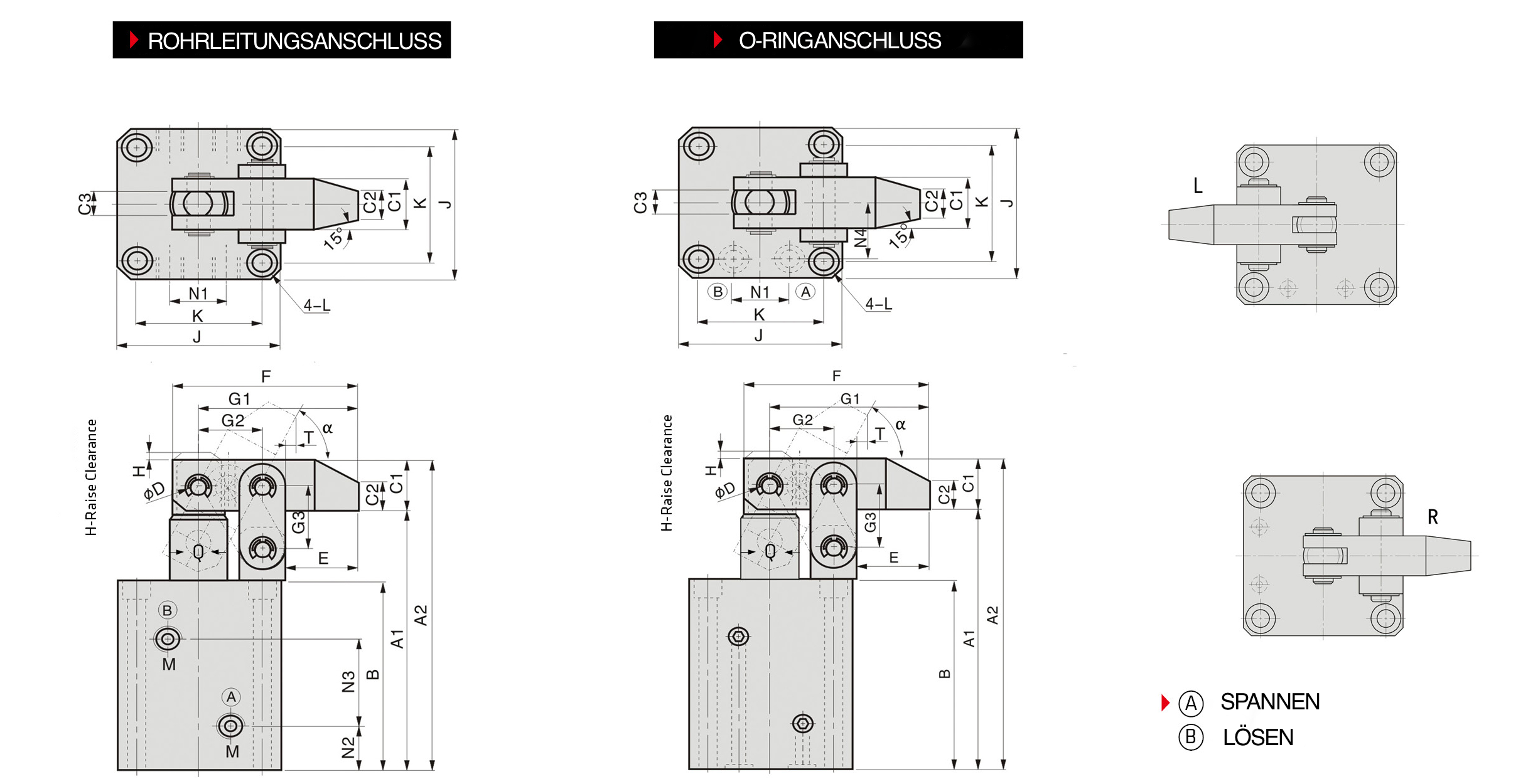 HLC Hydraulischer Hebelspanner Rohrleitungsanschluss und O-Ringanschluss