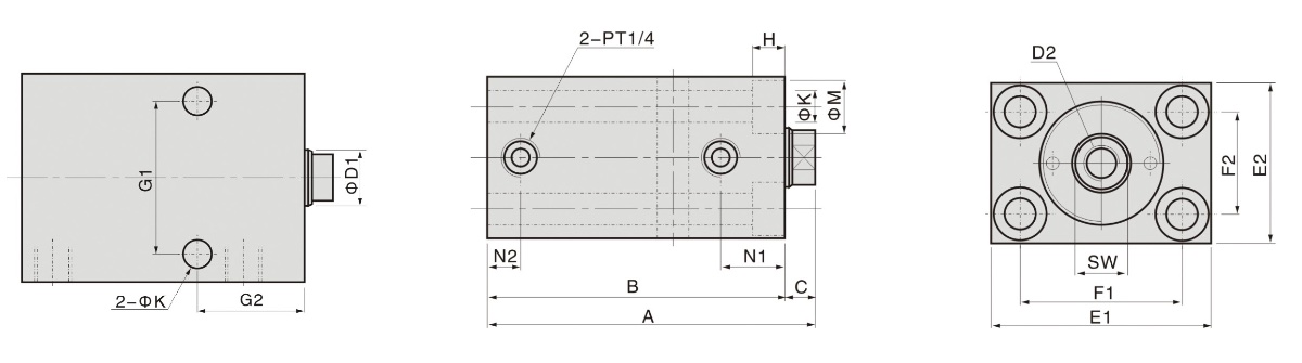 HBC Zeichnung/Drawing Hydraulikzylinder-Blockzylinder
