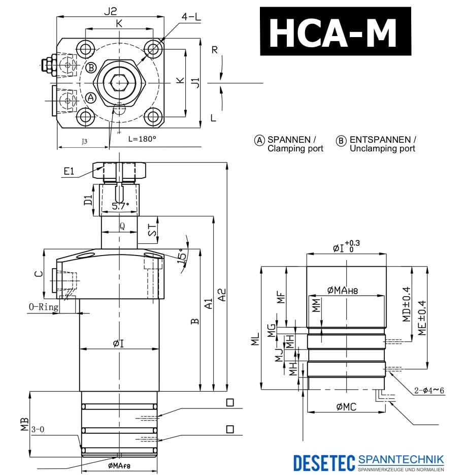 HCA-M Zeichnung O-Ringsnaschluss