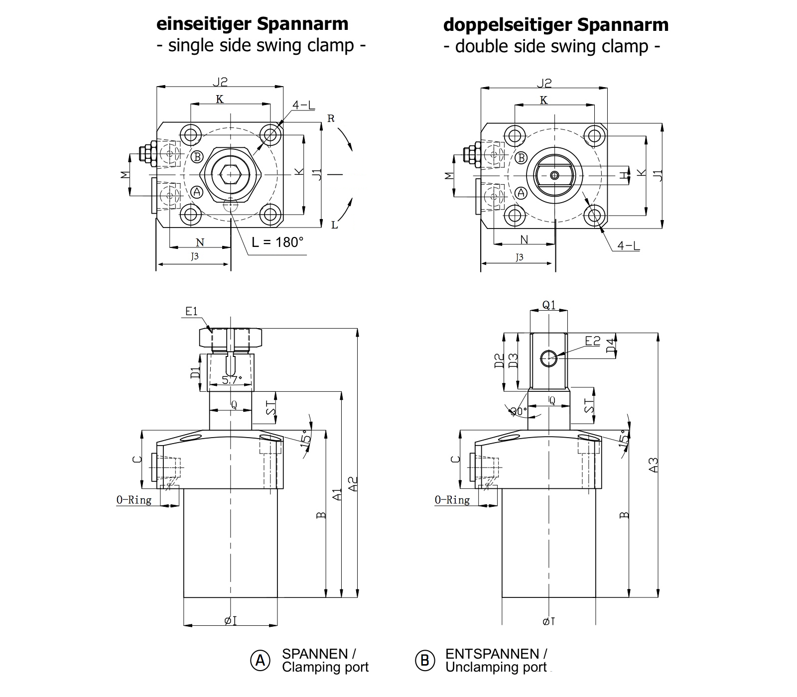 HCA Zeichnung Hydraulischer Schwenkspanner Rohrleitungsanschuss