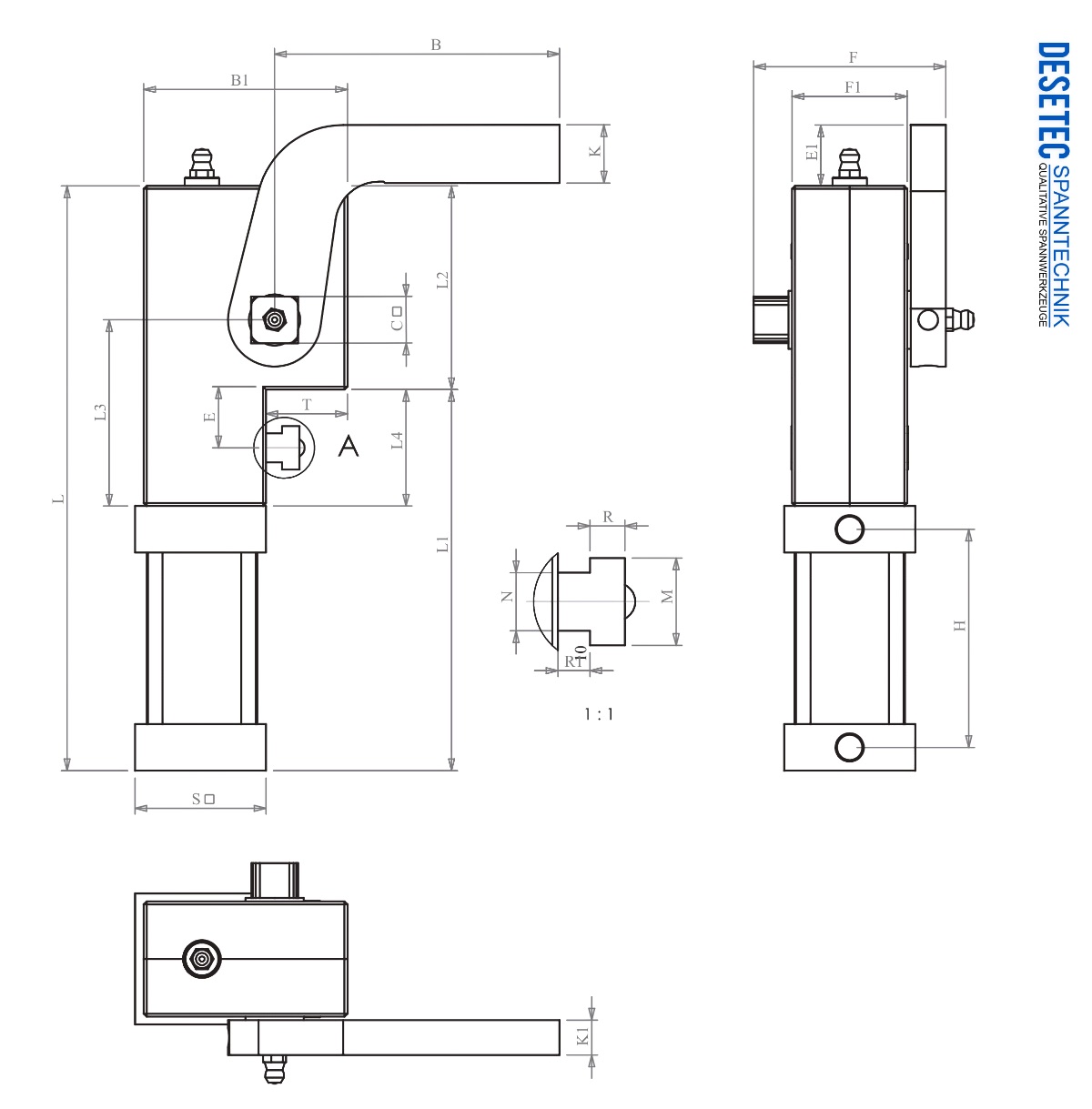 P32H Technische Zeichnung Pneumatikspanner für Rotationsformen