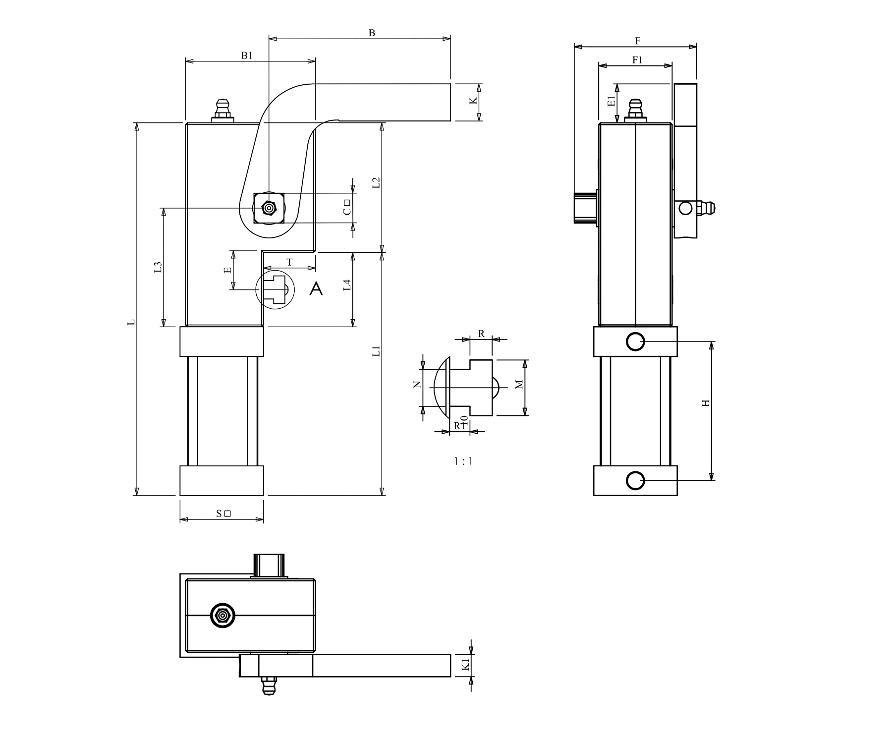 P32H Tecnical Drawing Pneumatic Clamp for rotational moulding