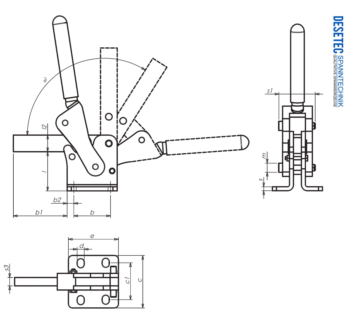 M33 Zeichnung Schwerer Senkrechtspanner mit waagrechtem Fuss