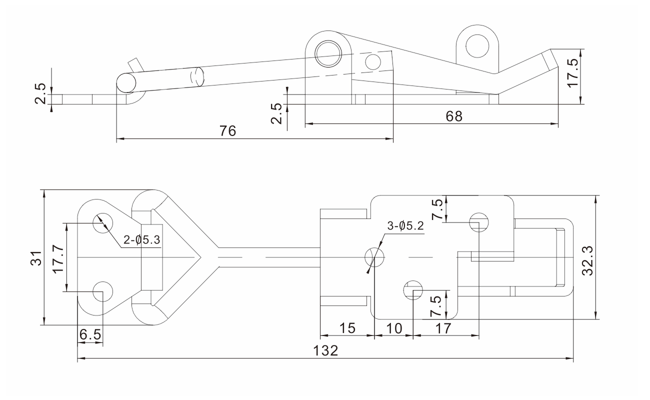 4002 Technische Zeichnung Verschlussspanner einstellbar mit Schlossoese für Sicherung