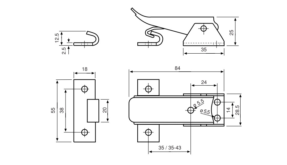M50 einstellbarer Spannverschluss Technische Zeichnung