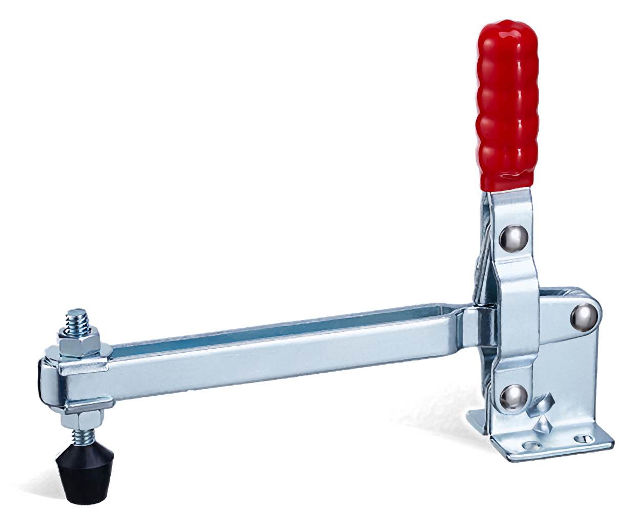 DST-101-E Senkrechtspanner-Vertikalspanner waagrechter Fuß, verstellbare Andrückspindel, langer U-Spannarm 1800N