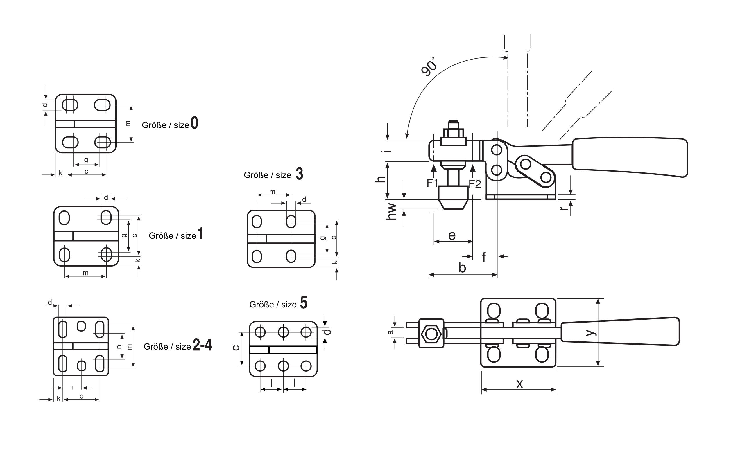 M20K Waagrechtspanner schwarz mit waagrechtem Fuß für optische Messtechnik Technische Zeichnung